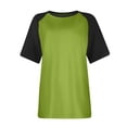 thumbnail image 4 of Timegard Hauts Grande Taille pour Femmes Col Rond Épaules Tombantes Bloc de Couleur Décontracté Confortable T-Shirts à Manches Courtes, 4 of 5