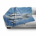 thumbnail image 3 of Seascape Soft Flannel Fleece Throw Blanket, Marine Themed Photo of Yacht on Cloudy Pastel Sky and Blue Calm Water Print, Cozy Plush for Indoor and Outdoor Use, 60" x 80", Blue Pale Grey, by Ambesonne, 3 of 6