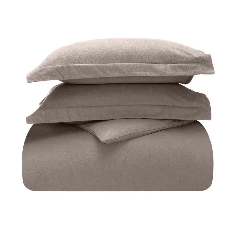 Superior Cotton Flannel Solid Duvet Cover Set, Full/Queen, Grey
