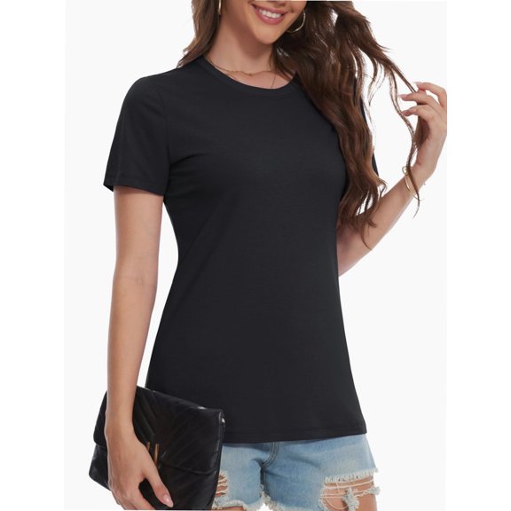 Basic T Shirts for Women Short Sleeve Casual Summer Tops Trendy Solid Loose Fit Tshirt