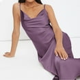 thumbnail image 6 of Jzuxvd Women's Spaghetti Strap Cowl Neck Long Slip Satin Silk Midi Dress Purple S, 6 of 7