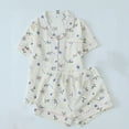 thumbnail image 2 of XIAOCHA Womens Short Sleeve Pajama Set Cute Floral Print Button Front Top And Shorts Outfit Comfortable Breathable Loungewear With Pockets, 2 of 5