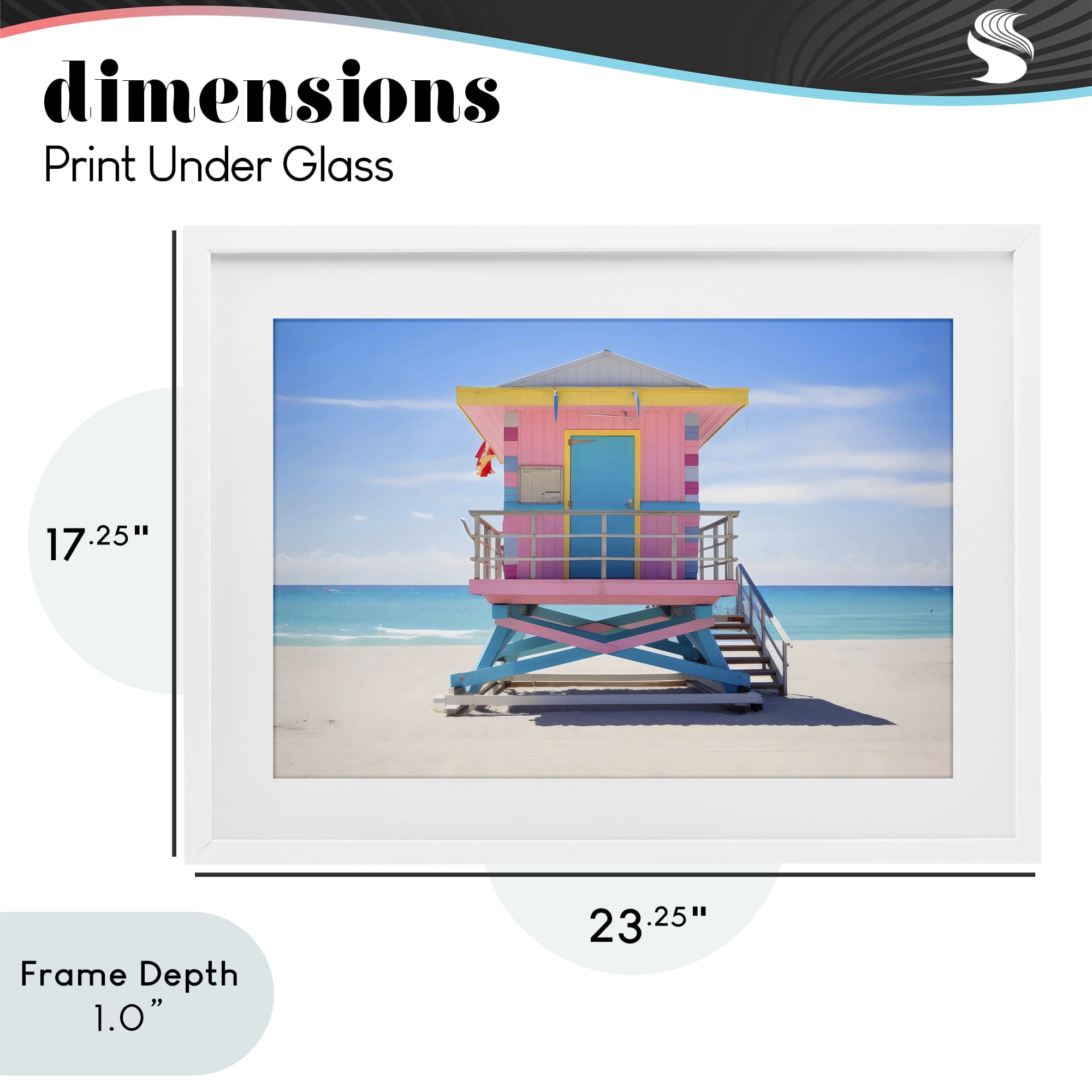 Stupell Industries Pastel Lifeguard Hut on Beach White Framed Print Under Glass, design by Creative Studio