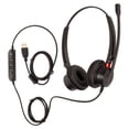 thumbnail image 1 of Telephone Headset, Binaural Call Center Headset Volume Adjustment USB Plug Noise Cancellation  for Business for Telemarketing, 1 of 7
