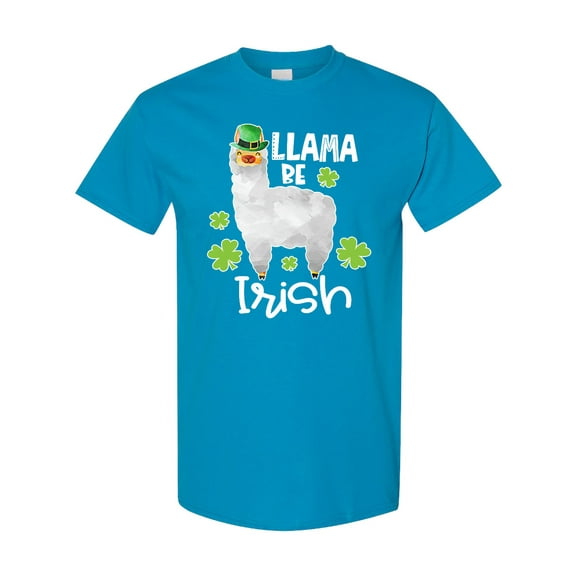 Inktastic St. Patrick's Day Llama Be Irish with Green Shamrocks T-Shirt