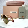 thumbnail image 1 of MIU MIU NIB Sunglasses Gold Oval Skinny Metal Frame Italy 100% Authentic, 1 of 6