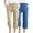 Khaki, variant on Lenpel Capri Pants for Women 2 Pc Elastic High Waisted Drawstring Cropped Cotton Linen Pants Summer Casual Beach Trousers with Pockets