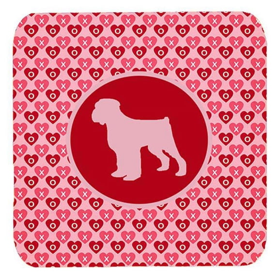 Black Russian Terrier Valentine Hearts Foam Coasters - Set 4, 3.5 x 3.5 In.
