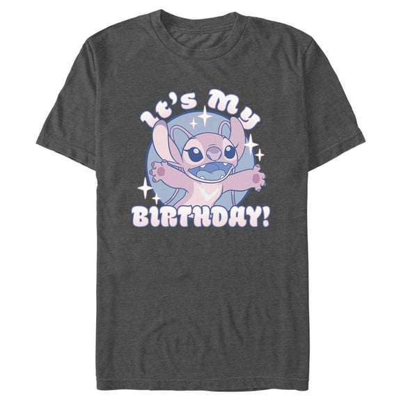 Men's Lilo & Stitch Angel It's My Birthday Graphic Tee Charcoal Heather 3X Large