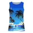 thumbnail image 4 of Dagegui Sleeveless Hawaiian T-Shirt for Men Palm Tree Print Tank Top Big and Tall Gym & Beach Vest Summer Athletic Muscle Tee Blue 4XL, 4 of 5