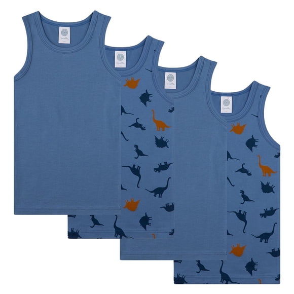 Sanetta Chalecos de niño , pack de 4 - Niños, camisa, sin mangas, algodón, dino Azul 104
