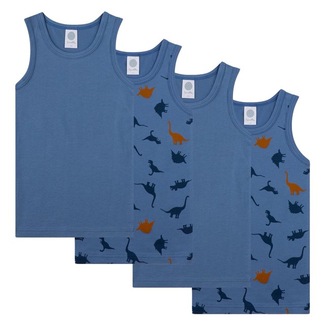 Sanetta Chalecos de niño , pack de 4 - Niños, camisa, sin mangas, algodón, dino Azul 104