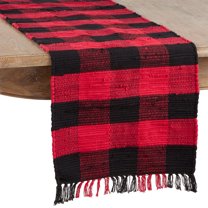 Fennco Styles GÃªnes Collection Buffalo Plaid Chindi 100% Cotton Table Runner 16 x 72 Inch - Red