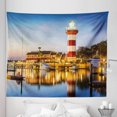 thumbnail image 1 of United States Tapestry, Hilton Head South Carolina Lighthouse Twilight Water Reflection Boats Idyllic, Fabric Wall Hanging Decor for Bedroom Living Room Dorm, 5 Sizes, Multicolor, by Ambesonne, 1 of 1
