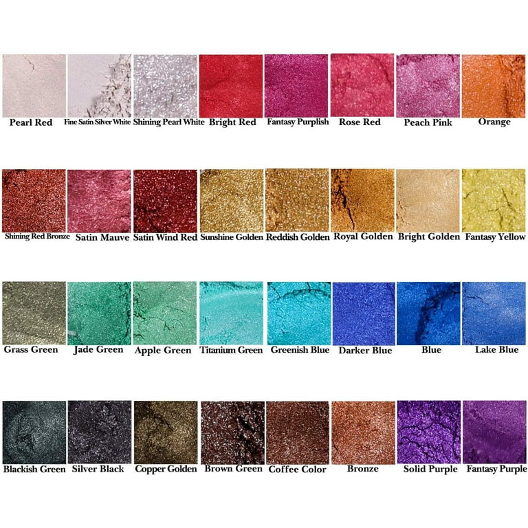 Epoxy Resin Pigment- 26 Color Glitter Mica Powder, Natural Coloring ,  Cosmetic G