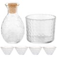 thumbnail image 2 of 6 PCS Glass Sake Set, Japanese Sake Clear Glass Sake Bottle Set, Including 1 Warming Mug, 1 Sake Pot, 4 Sake Cups, Sake Set Hot Sake or Iced Sake for Sake Lovers, Sake Set Gifts, 2 of 6
