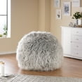thumbnail image 6 of GDF Studio Dundas Modern Glam Faux Fur 3 Foot Bean Bag, Silver Gray, 6 of 7