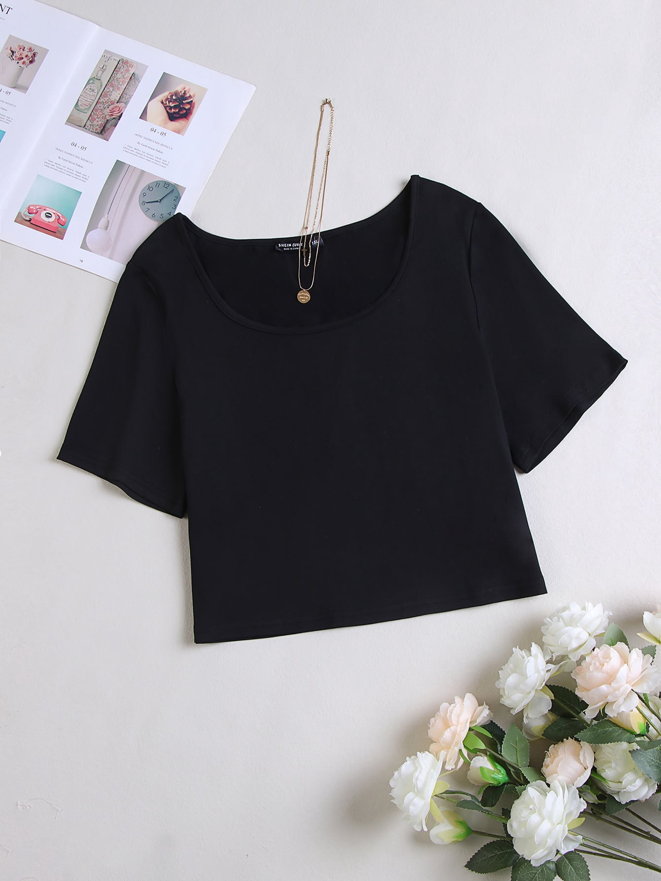Solid Scoop Neck Tee 4XL 