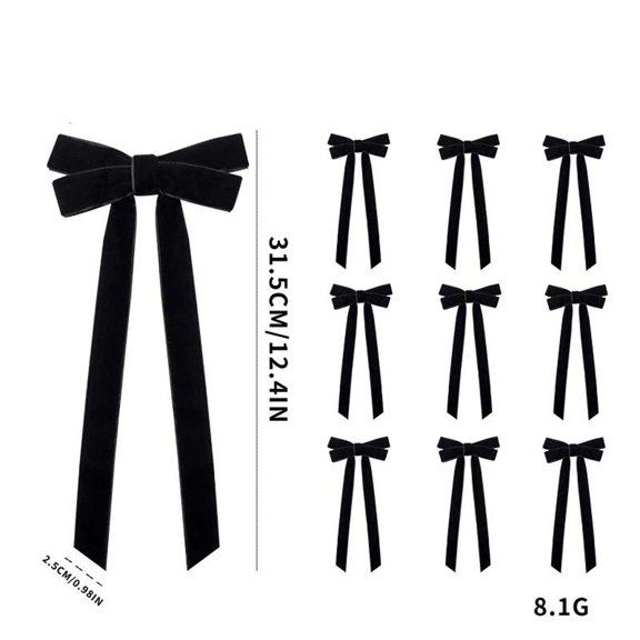 10 Pack Velvet Christmas Tree Bows, lazos de terciopelo para arbol de navidad, 12.4 Inch, Pre-Tied Long Tail Velvet Ribbon Bows, Christmas Wreath Decorations, Gift Wrapping Bows and Garland Decor