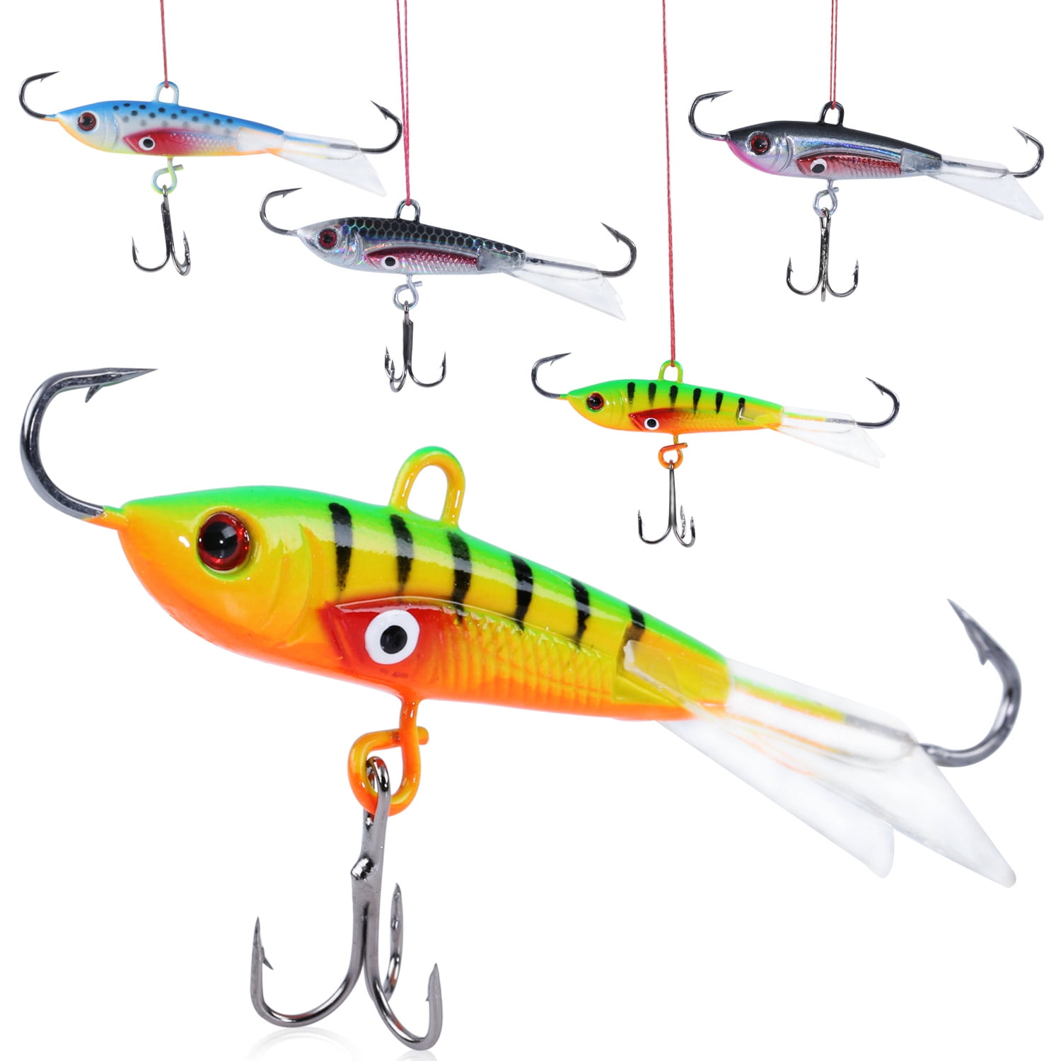  Sougayilang Ice Fishing Lures with 3 Sharp Hooks Winter  Lifelike Fishing Baits Ice Jigging Lures Kit for Bass Walleye (4 Pcs,4  Colors) : Sports & Outdoors