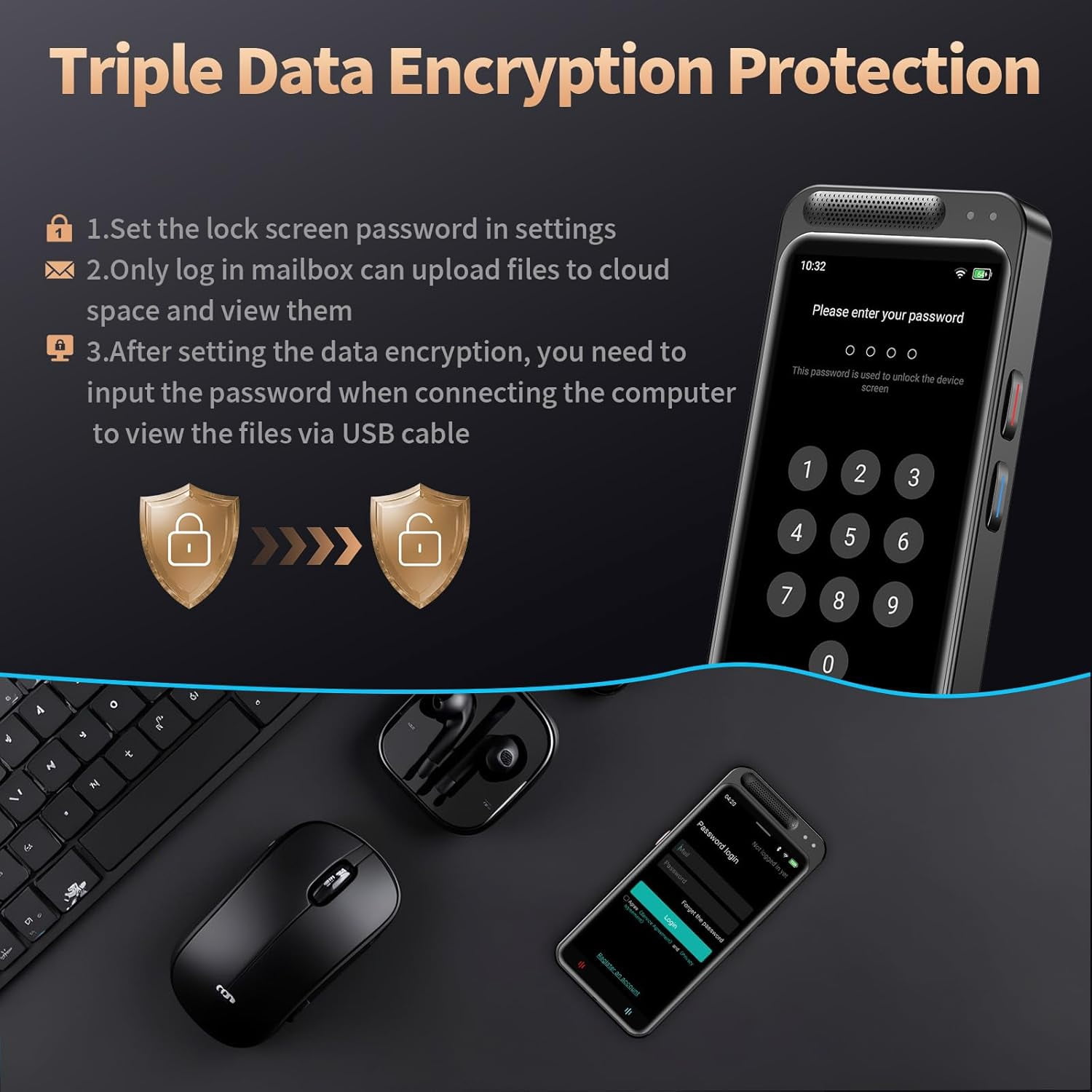 AI Voice Recorder, Digital Voice Recorder with Transcription & Summarize & Translation, 80GB Voice to Text Meeting Recorder and Transcriber, Support 143 Languages, AI Recorder Device for Lectures