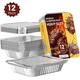 thumbnail image 1 of GPED 9x13 Bandejas de Aluminio, Juego de 12 Pzas de Bandejas Desechables con Tapas, Bandeja de Hojalata Profunda para Hornear, Cocinar, Calentar, Almacenar y Preparar Alimentos, Bandejas Desechables, 1 of 7