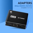 thumbnail image 1 of Kuymtek Conmutador Compatible con HDMI 2.1 2 en 1 salida 8K@60Hz 4K@120Hz Adaptador de conmutador, 1 of 7