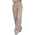 thumbnail image 5 of GZWYHT Womens Cotton Linen Pants，Plus Size Trouser Loose Sweatpants Casual Lounge Yoga Workout Palazzo Loose Stretch Dress High Waist Yoga Pants With Pockets，Red L, 5 of 7