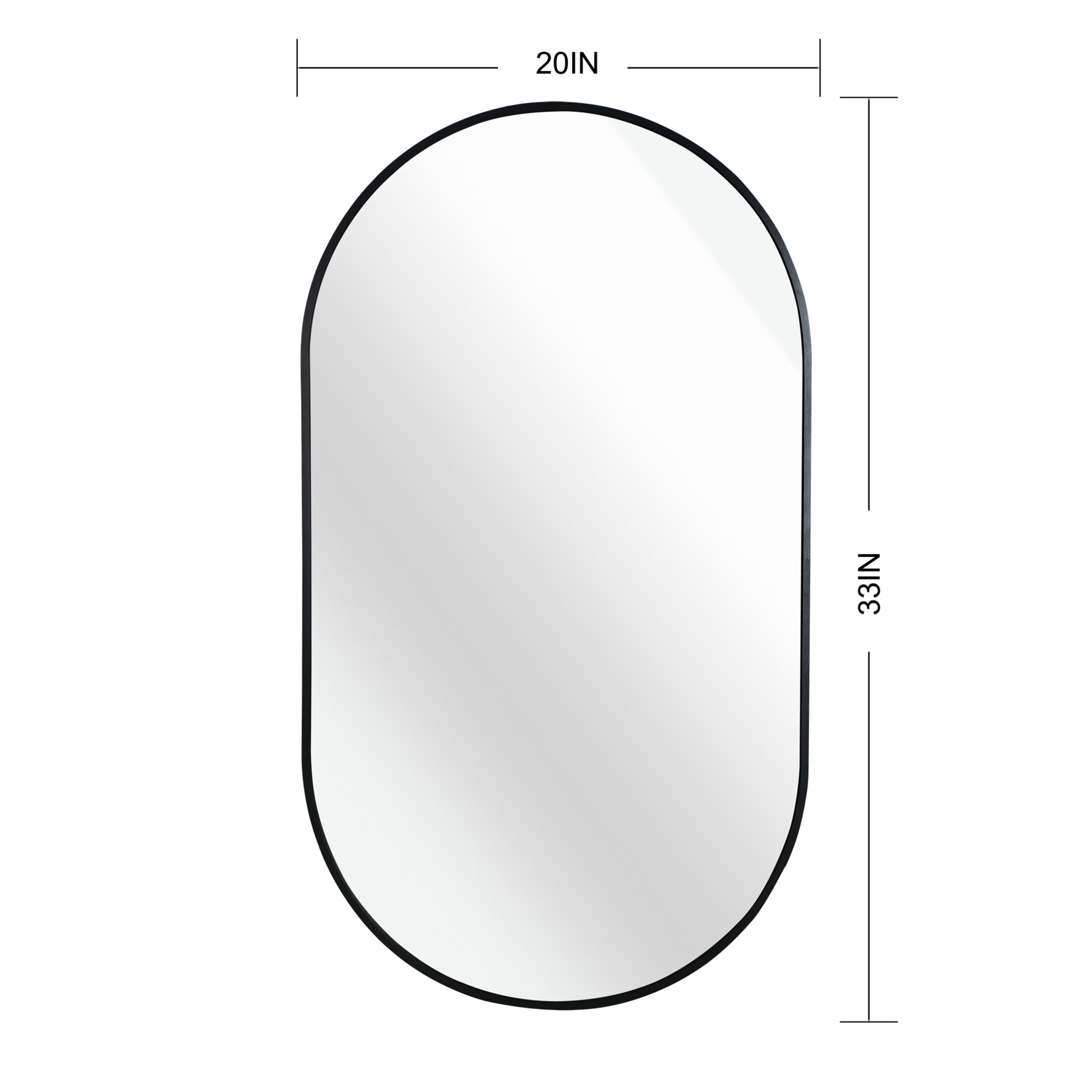 Noble House 20"x 33" Oval Metal Wall Mirror, Vanity Mirror for Bathroom, Bedroom & Living Room, Black