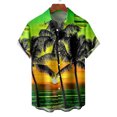 thumbnail image 2 of Camisas Para Hombre Slim Fit Camisa hawaiana de manga corta para hombre, camisa con estampado 3D de solapa de primavera y verano, camiseta de moda (Green, XXL), 2 of 3