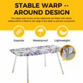 thumbnail image 4 of Purple Flowers Table Cloths for 8 Foot Rectangle Tables, Spring Floral Leaves Plants Gray Plaid Patio Waterproof Elastic Fitted Tablecloths, Washable Rectangular Table Cover for Camping, 4 of 8