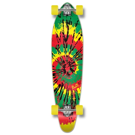 Yocaher Kicktail Tiedye Rasta Longboard Complete