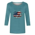 thumbnail image 5 of Dazajoo American Flag T Shirt for Women 4th of July USA Flag 3/4 Sleeve Shirts 2024 Womens Independence Day Round Neck Patriotic Tunic Tops ,Blue,M, 5 of 6