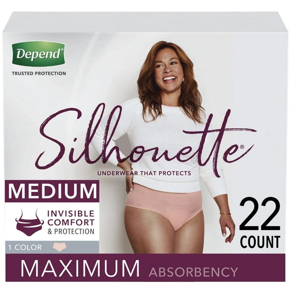 Depend Silhouette Disposable Underwear Female Waistband Style Medium, 51450, 44 Ct