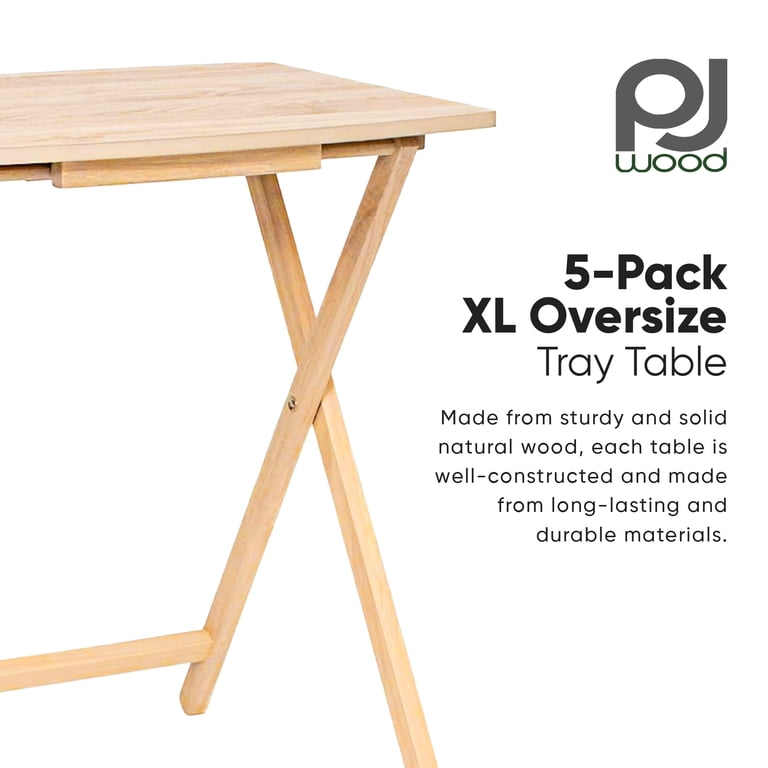 PJ Wood, Tray Table, XL Oversize, 5 Pack Natural Wood - Walmart.com