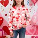 thumbnail image 1 of Sudadera sin capucha para niño, con estampado de San Valentín, de manga larga, informal, deportiva, con capucha, sudadera de manga larga sin capucha, top con inserciones en los hombros, blusa de polié, 1 of 8