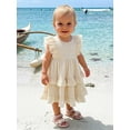 thumbnail image 5 of BemeyourBBs Toddler Baby Girl Summer Dress Outfit Little Girl Sundress Casual Tiered Ruffles Flutter Sleeves A-Line Dress Beach Princess Party Dress Cute Clothes, 5 of 9