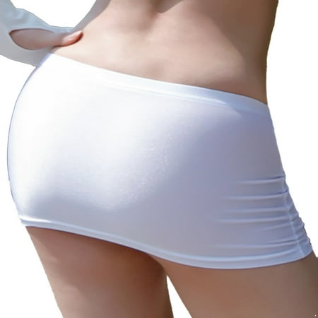 Haitryli Women s Sheer Ultra Short Skirts See Through Low Waist Micro Mini Skirts Lingerie Chemise White One Size