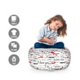 thumbnail image 2 of Romantic Storage Toy Bag Chair, I Love You Words Hearts Romance Couple Valentine Plain Backdrop, Stuffed Animal Organizer Washable Bag, Small Size, Vermilion Black White, by Ambesonne, 2 of 3