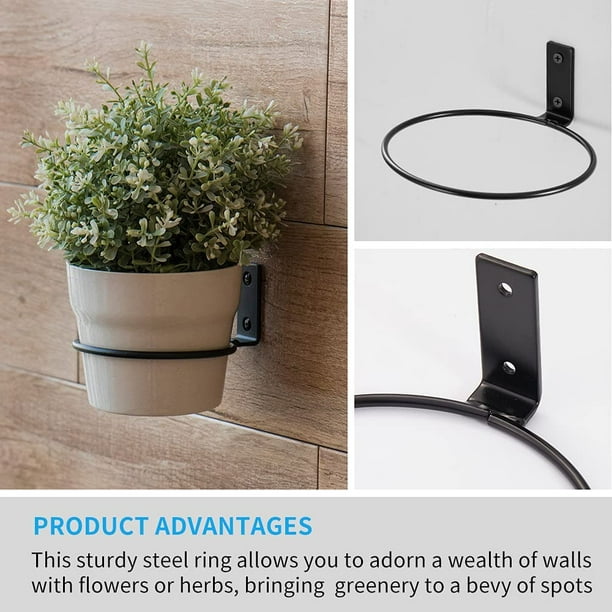  Flower Pot Holder Ring for Wall Mount 8 Inch Foldable – Heavy  Duty Metal Round Planter Hooks Hangers - Fence Pot Plant Holders Hanging  Bracket for Outdoor Indoor (3 Pack) 