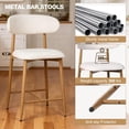 thumbnail image 3 of Bar Stools Set of 2, LEGAHOME 26"Counter Height Bar Stool, Modern Farmhouse Upholstered Counter Chairs with Curved Back & Wood-Grain Metal Legs for 34"-39" Kitchen Island, Dining Room, 3 of 9