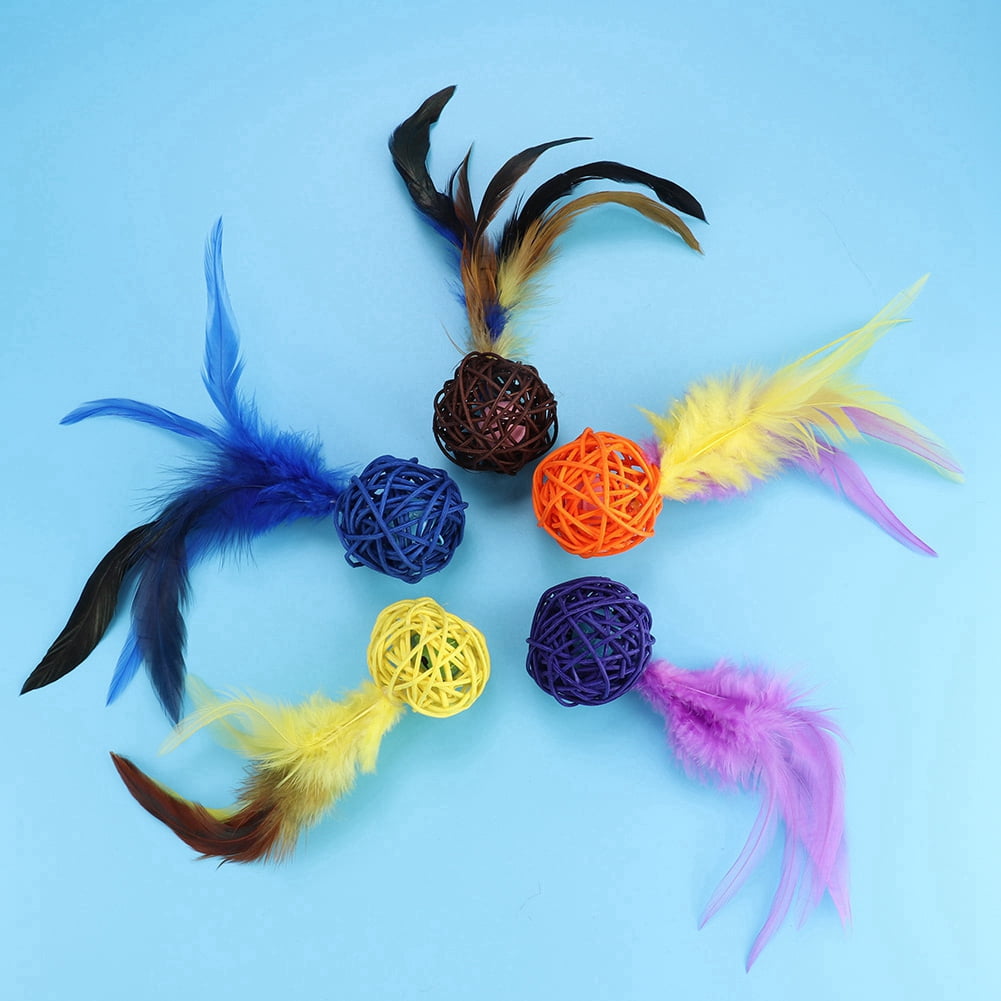 Ccdes 5 pcs / set Colorful Pet Cat Kitten Plush Play Toy Rattan Balls