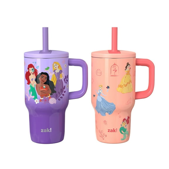 Zak Designs 16-oz Stainless Steel Double-Wall Tumbler for Kids with Straw, 2-Piece Set
