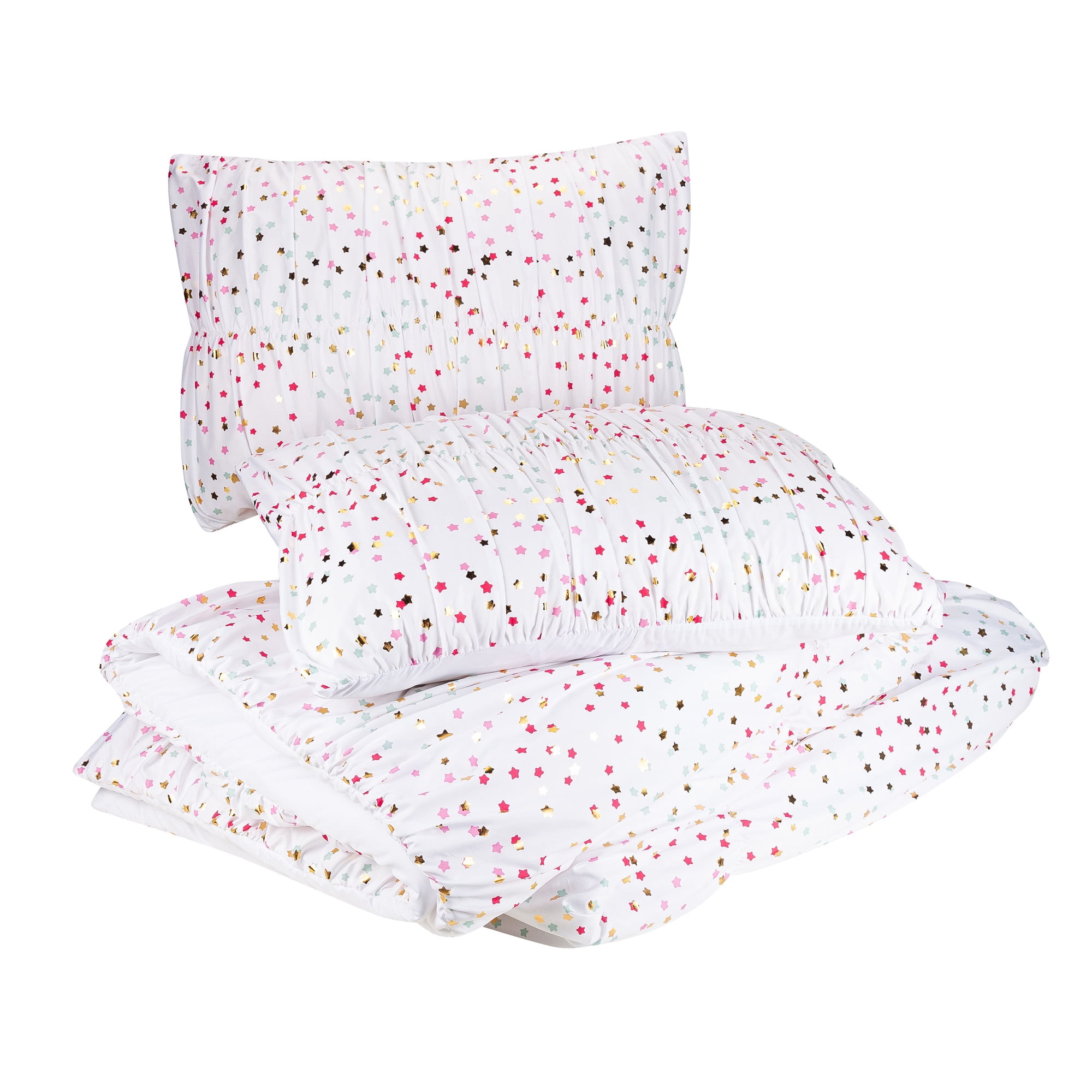 Urban Playground Kids and Teens Iridescent Stars White 3-Piece Comforter Set, Full/Queen