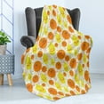 thumbnail image 4 of Tangerine Soft Flannel Fleece Throw Blanket, Childish Pattern of Cheerful Lemon and Orange Floral Backdrop, Cozy Plush for Indoor and Outdoor Use, 50" x 60", Yellow Orange Lime Green, by Ambesonne, 4 of 5