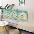 thumbnail image 4 of Spring Summer Pillow Covers 18x18Inch Flowers Teal Decorations Hello Sunshine White Daisy Throw Pillow Covers Sunshine Farmhouse Cushion Case for Sofa Couch Set of 4, 4 of 6