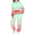 thumbnail image 2 of Mifsaly Kids Sweatsuit 2 Piece Gradient Boys Girls Matching Tracksuit Set Fashion Valentine Hoodie Teen Hooded Sweatshirt Running Daily Wide Leg Joggers with Pockets Spring Fall Unisex Tween Outfits, 2 of 6