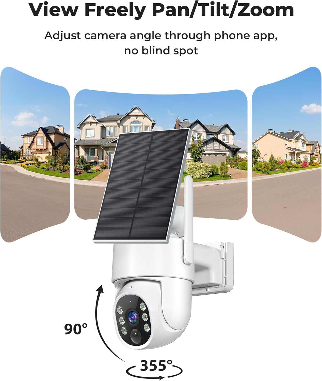 Security Cameras Wireless Outdoor, 5G&2.4G WiFi Cameras for Home Security, No Subscription needed, 2 Cam-Kit,4MP Solar Powered Security Cameras System, 360°PTZ,128GB Local Storage, Color Night Vision