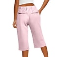 thumbnail image 6 of Resicozy Capri Pants for Women 2026 Knee Length Cotton Linen Capris Summer Straight Leg Loose Beach Bermuda Shorts with Pockets Pink L, 6 of 7