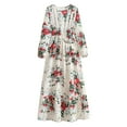 thumbnail image 2 of Nmnitkp Women's 2025 Fall Maxi Dress Floral Long Sleeve V Neck Casual A Line Long Flowy Boho Party Dresses White,L, 2 of 4